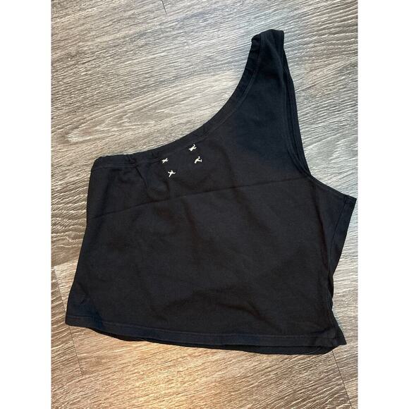 NWT Vintage Souls One Shoulder Crop Top In Black Size Medium - Picture 4 of 4